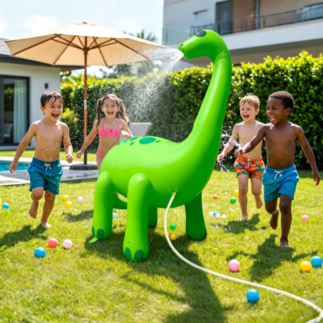 Giant Inflatable Dinosaur Sprinkler Outdoor Water Toy for Kids