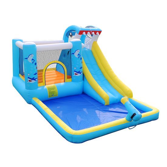 6-in-1 Children Backyard Inflatable Bounce House with Slide Pool