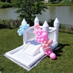 Elegant White Inflatable Castle with Slide & Ball Pit for Weddings