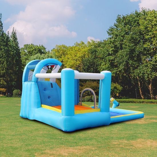 6-in-1 Children Backyard Inflatable Bounce House with Slide Pool