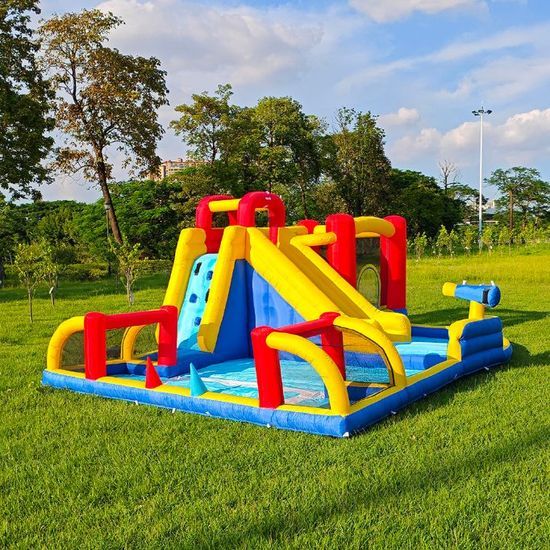 6-in-1 Dry & Wet Inflatable Castle with Slide & Pool (58 characters)