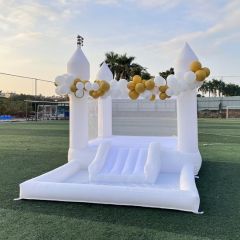 Elegant White Inflatable Castle with Slide & Ball Pit for Weddings