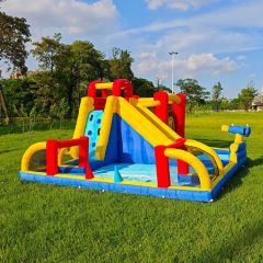 6-in-1 Dry & Wet Inflatable Castle with Slide & Pool (58 characters)