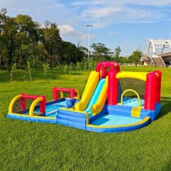 6-in-1 Dry & Wet Inflatable Castle with Slide & Pool (58 characters)
