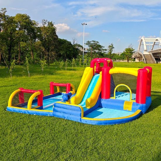6-in-1 Dry & Wet Inflatable Castle with Slide & Pool (58 characters)