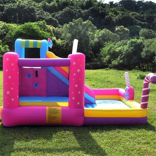 Sweet Candy Inflatable Bounce House with Slide & Ball Pit for Kids