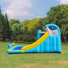 6-in-1 Children Backyard Inflatable Bounce House with Slide Pool