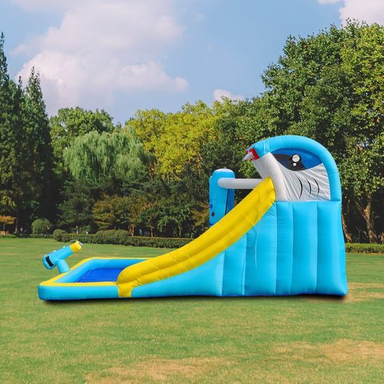 6-in-1 Children Backyard Inflatable Bounce House with Slide Pool