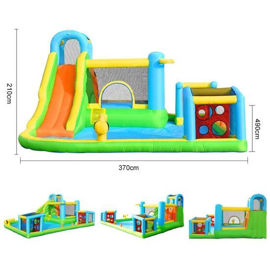 6-in-1 Kids Inflatable Water Park with Slide & Splash Pool