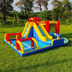 6-in-1 Dry & Wet Inflatable Castle with Slide & Pool (58 characters)
