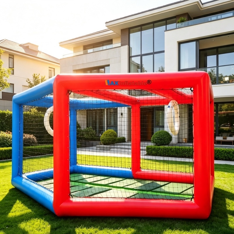 Dual red & blue separated competition zones for drone soccer team battles