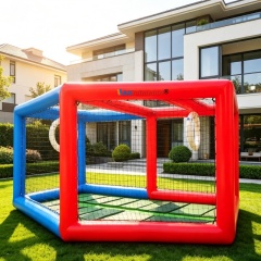 Dual red & blue separated competition zones for drone soccer team battles