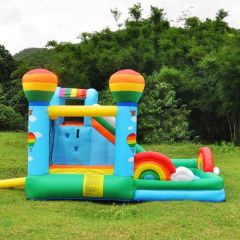 Dreamy Rainbow Bouncer with Slide & Splash Pool