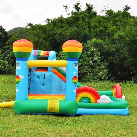 Dreamy Rainbow Bouncer with Slide & Splash Pool