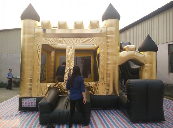 Custom Gold Sports Bouncer with Slide for Promotions