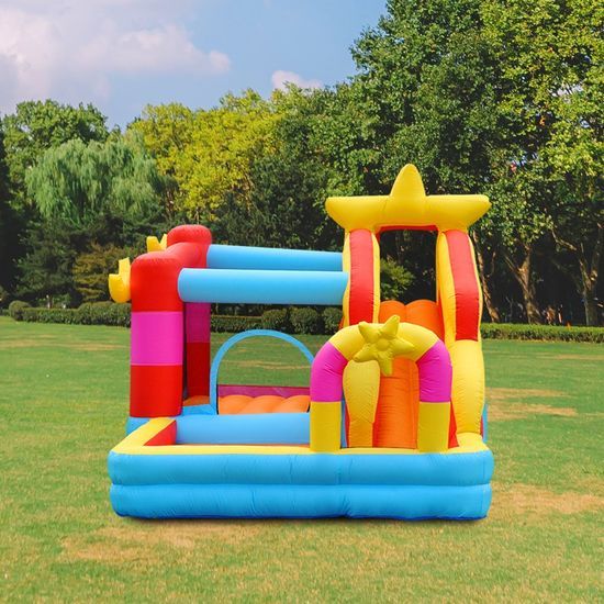 3-in-1 Star Inflatable Bouncer with Slide, Climbing & Ball Zone