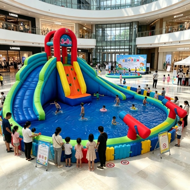 Family Party Garden Toy Inflatable Slide with Swimming Pool
