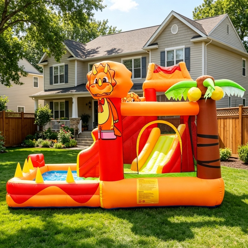 Dinosaur Inflatable Bounce House with Slide for Kids