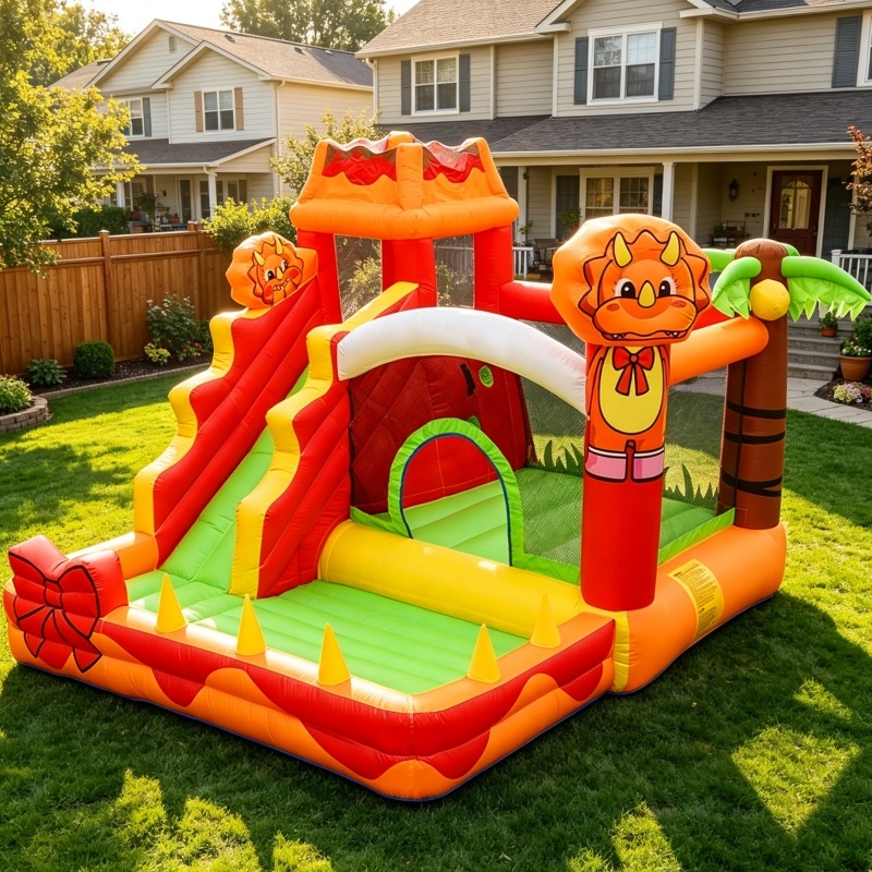 Dinosaur Inflatable Bounce House with Slide for Kids