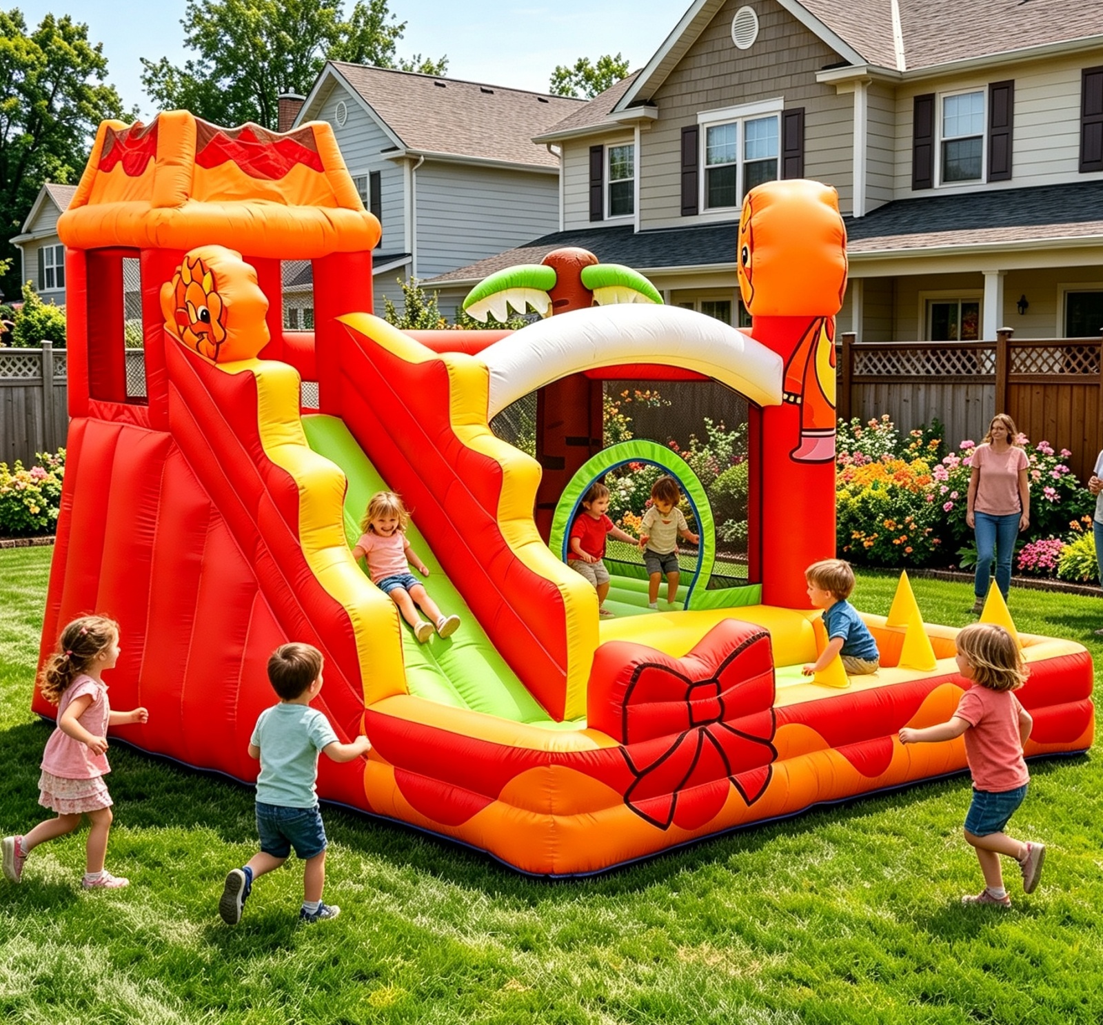 Dinosaur Inflatable Bounce House with Slide for Kids