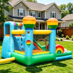 Dreamy Rainbow Bouncer with Slide & Splash Pool