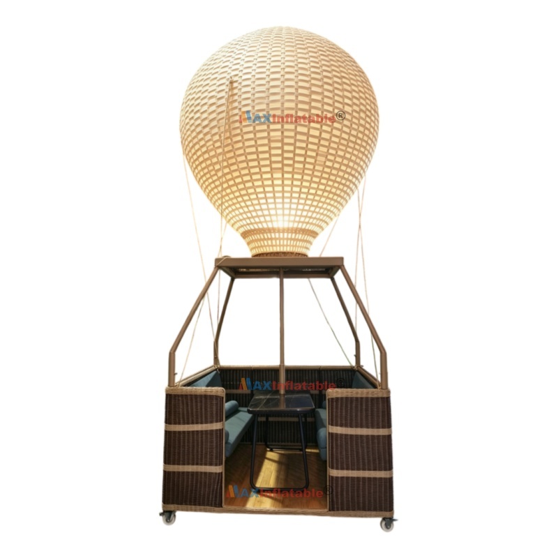 Themed Inflatable Hot Air Balloon Rattan Booth for Events & Catering
