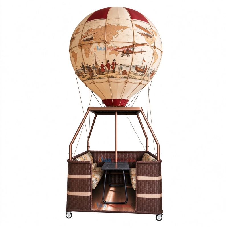 Themed Inflatable Hot Air Balloon Rattan Booth for Events & Catering