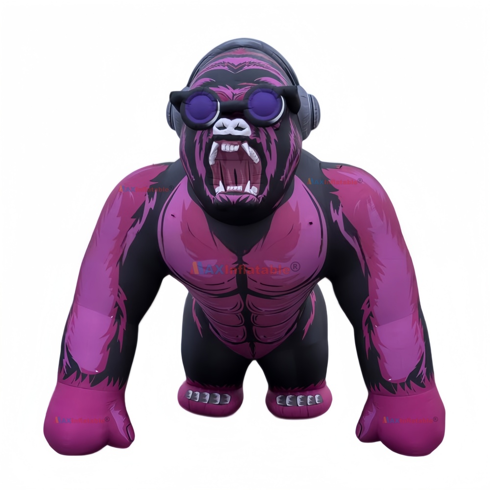 Vibrant inflatable DJ Gorilla Mascot for Music Festival Stage