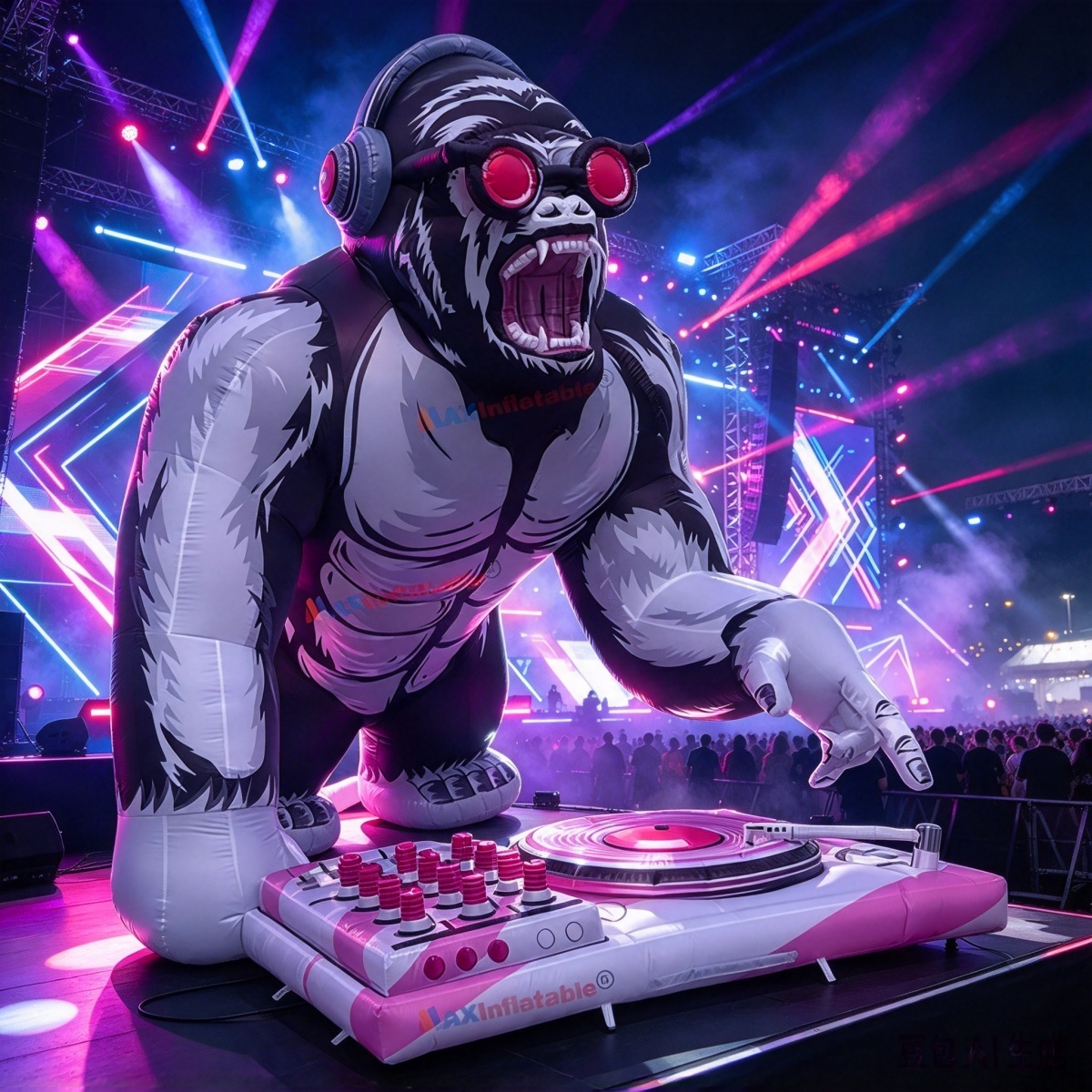 Giant Inflatable DJ Gorilla With Turntable