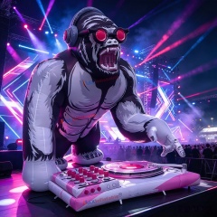 Giant Inflatable DJ Gorilla With Turntable