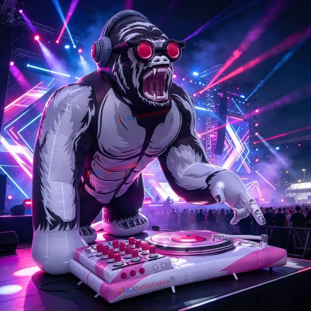 Giant Inflatable DJ Gorilla With Turntable