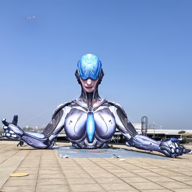 Large Sci-Fi Female Cyborg Inflatable Music Festival Stage Robot