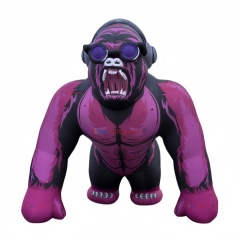 Giant Pink Black Inflatable DJ Gorilla Mascot With Headphones Glasses