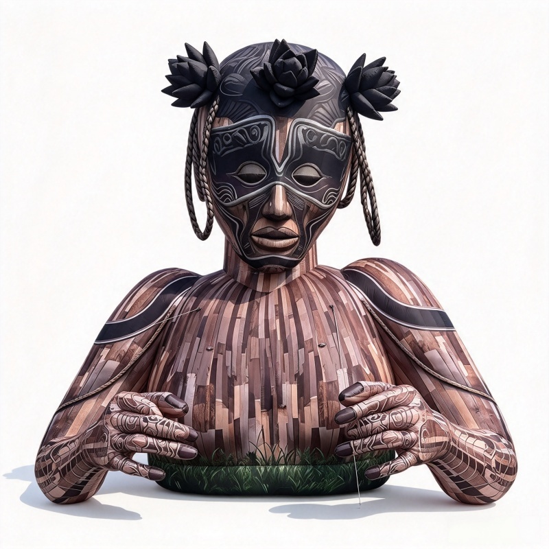 Giant Tribal Mask Inflatable Sculpture Bust  for Festival