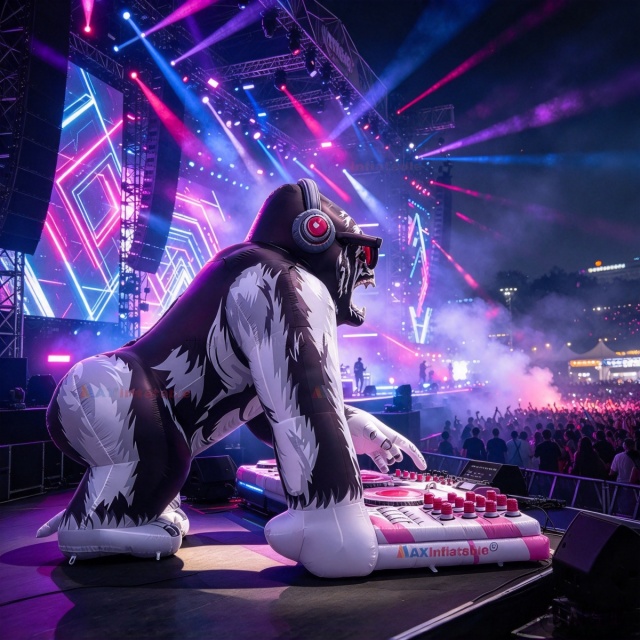 Giant Inflatable DJ Gorilla With Turntable