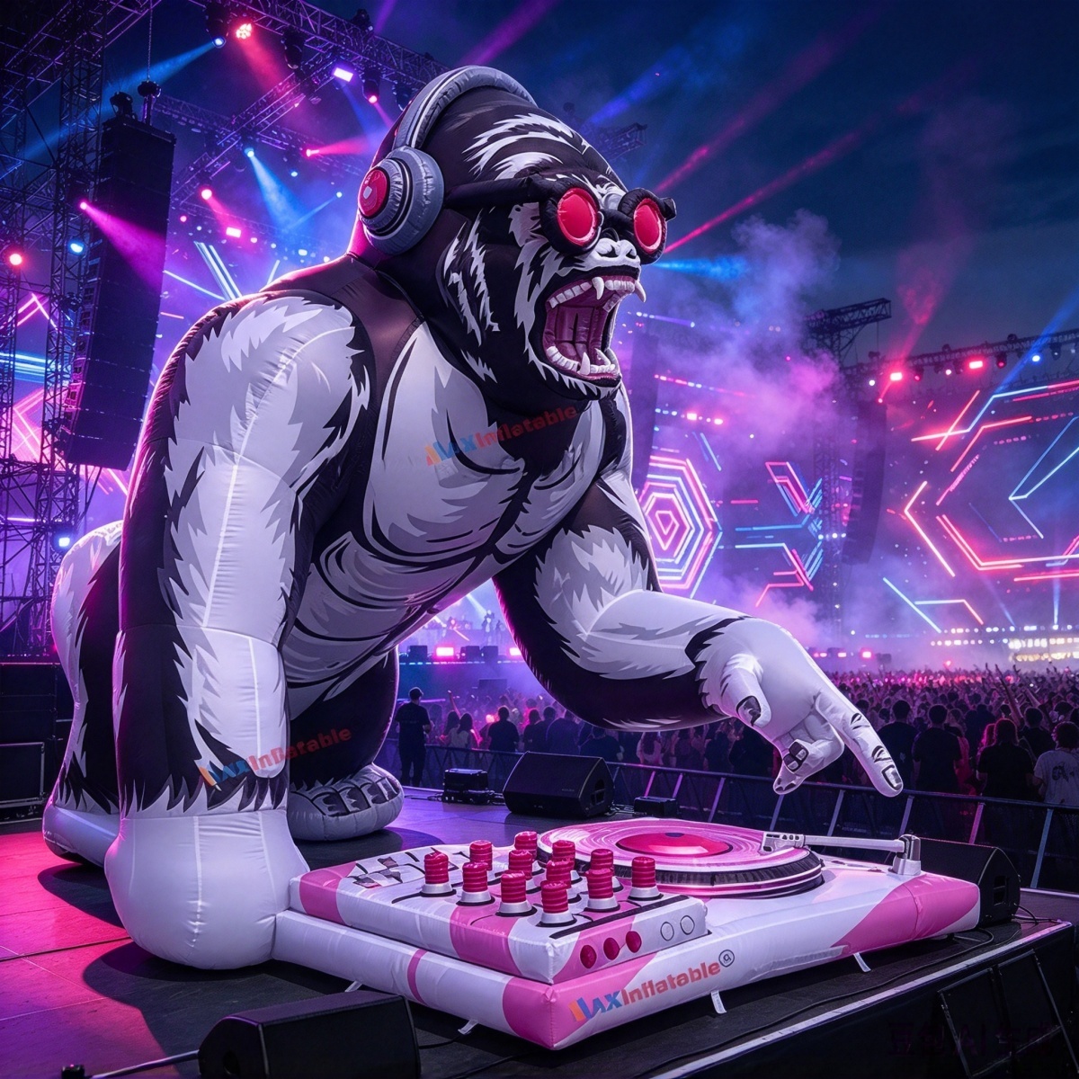 Giant Inflatable DJ Gorilla With Turntable