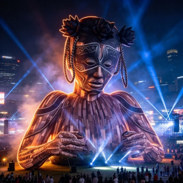 Giant Tribal Mask Inflatable Sculpture Bust  for Festival