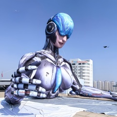 Large Sci-Fi Female Cyborg Inflatable Music Festival Stage Robot