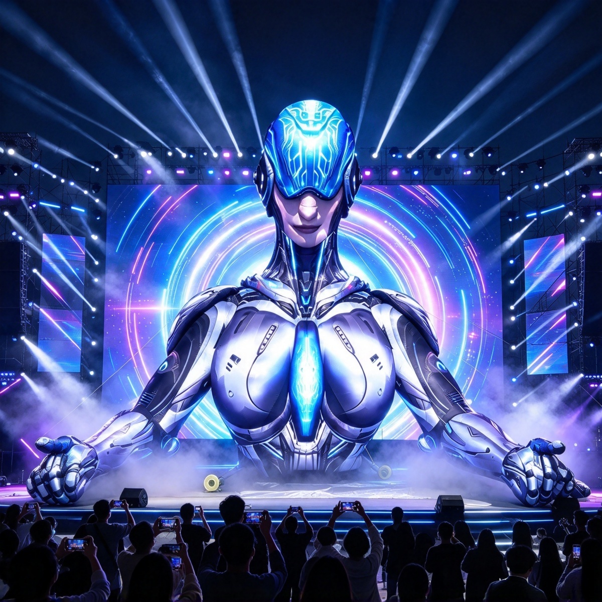 Large Sci-Fi Female Cyborg Inflatable Music Festival Stage Robot