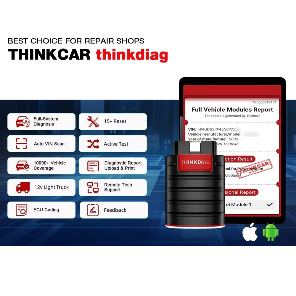 THINKCAR Thinkdiag Full system diagnosis + 16 Reset service ECU Coding Active Test 1 year free update