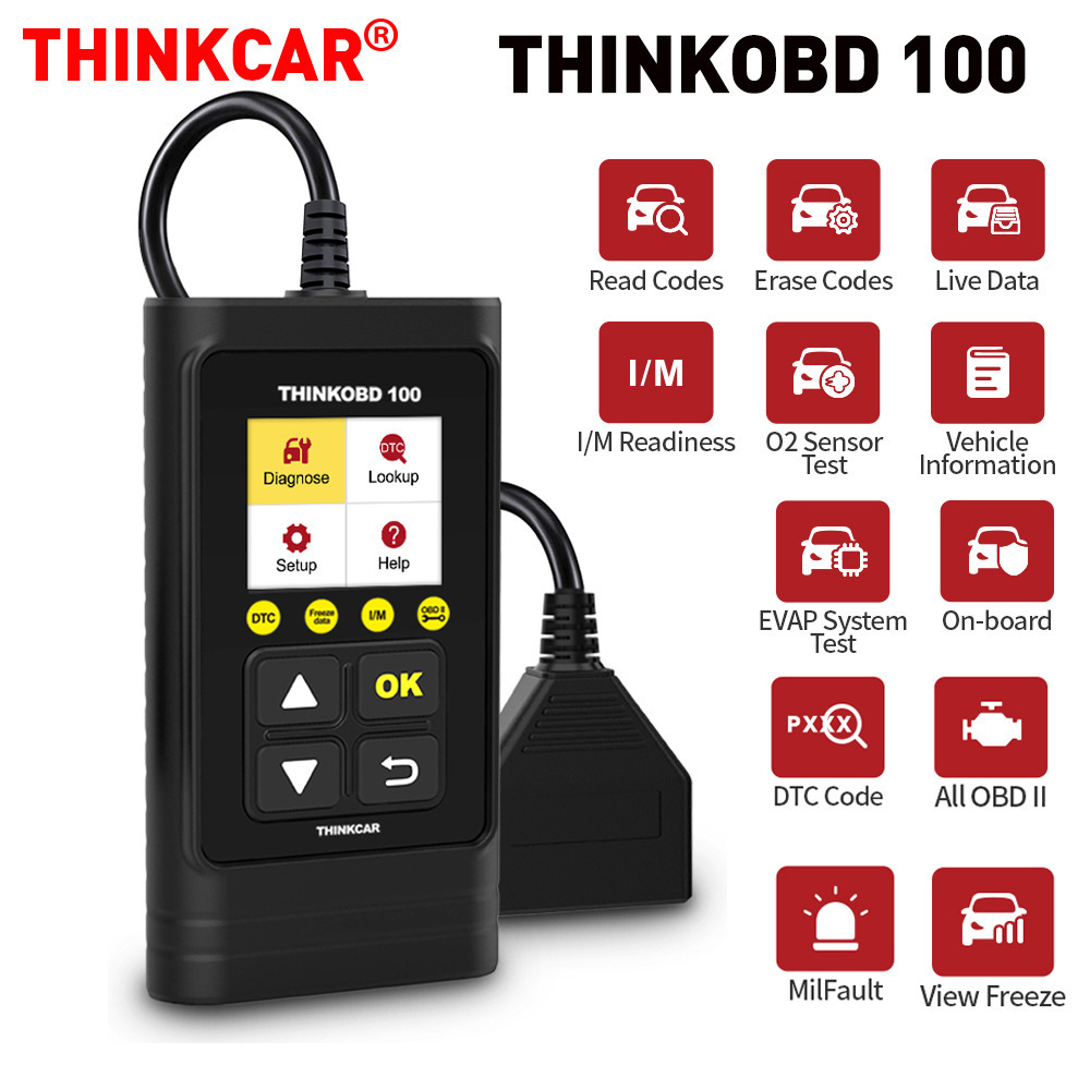 THINKCAR THINKOBD 100 Auto OBD2 Scanner Car Code Reader Clear Code Smog Test 10 Mode OBD 2 Function Automotive Diagnosis