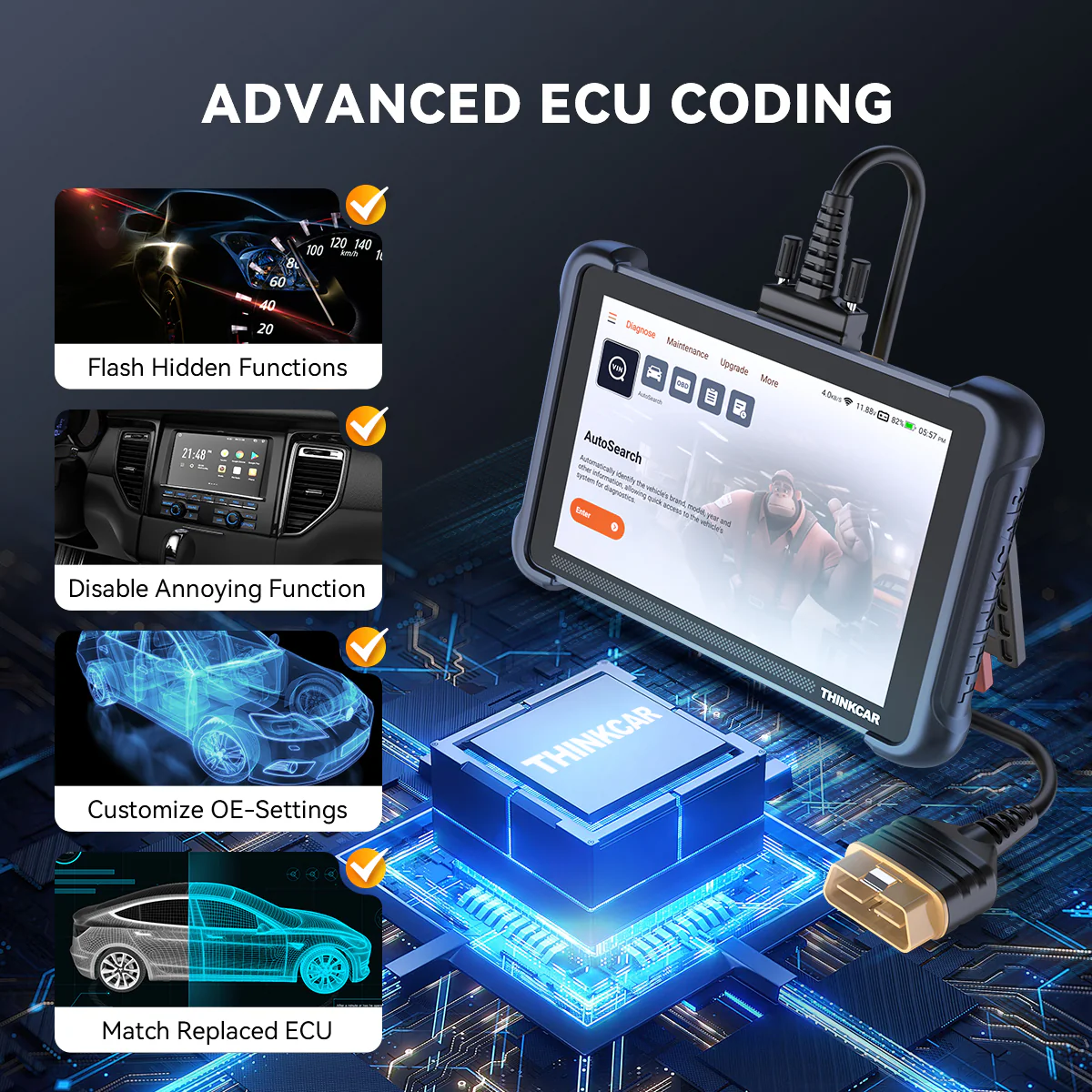 THINKCAR THINKSCAN 689 OBD2 Scanner Full System Diagnosis CANFD/DOIP ECUCoding Active Test 34 Reset Lifetime Free Update