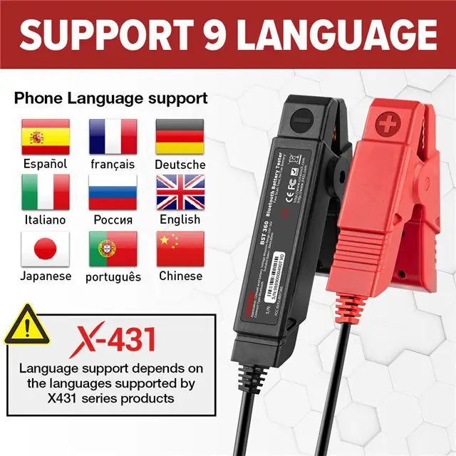 LAUNCH BST360 12V Car Battery Tester Automotive Cranking Charging Scanner Tools for X431 V/V+/PRO3S+/PAD V/Android/IOS