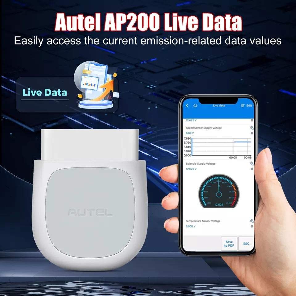 Autel MaxiAP AP200 Bluetooth Full Systems Diagnostic Tool with AutoVIN Service for Family DIYers