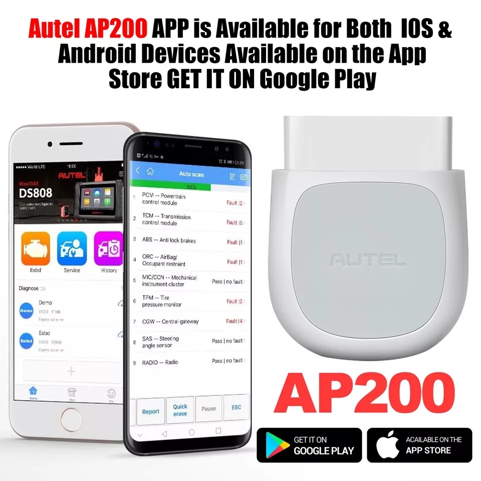 Autel MaxiAP AP200 Bluetooth Full Systems Diagnostic Tool with AutoVIN Service for Family DIYers