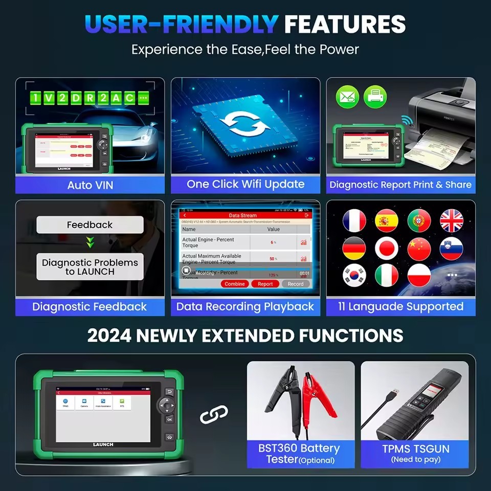 LAUNCH X431 CRP919 EV New Energy Car Diagnostic Tools CAN FD DOIP OBD Scanner All System 43+ Reset ECU Coding Bidirectional