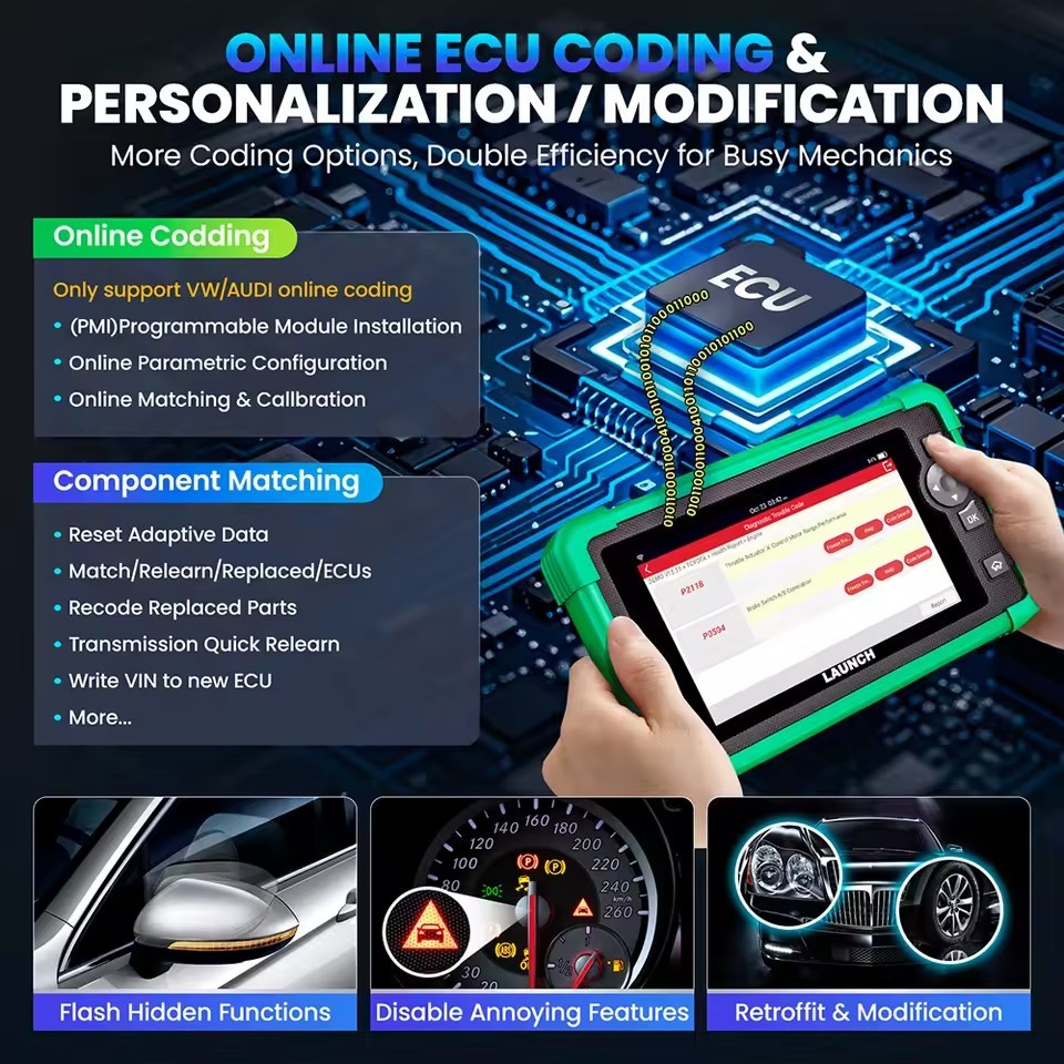 LAUNCH X431 CRP919 EV New Energy Car Diagnostic Tools CAN FD DOIP OBD Scanner All System 43+ Reset ECU Coding Bidirectional
