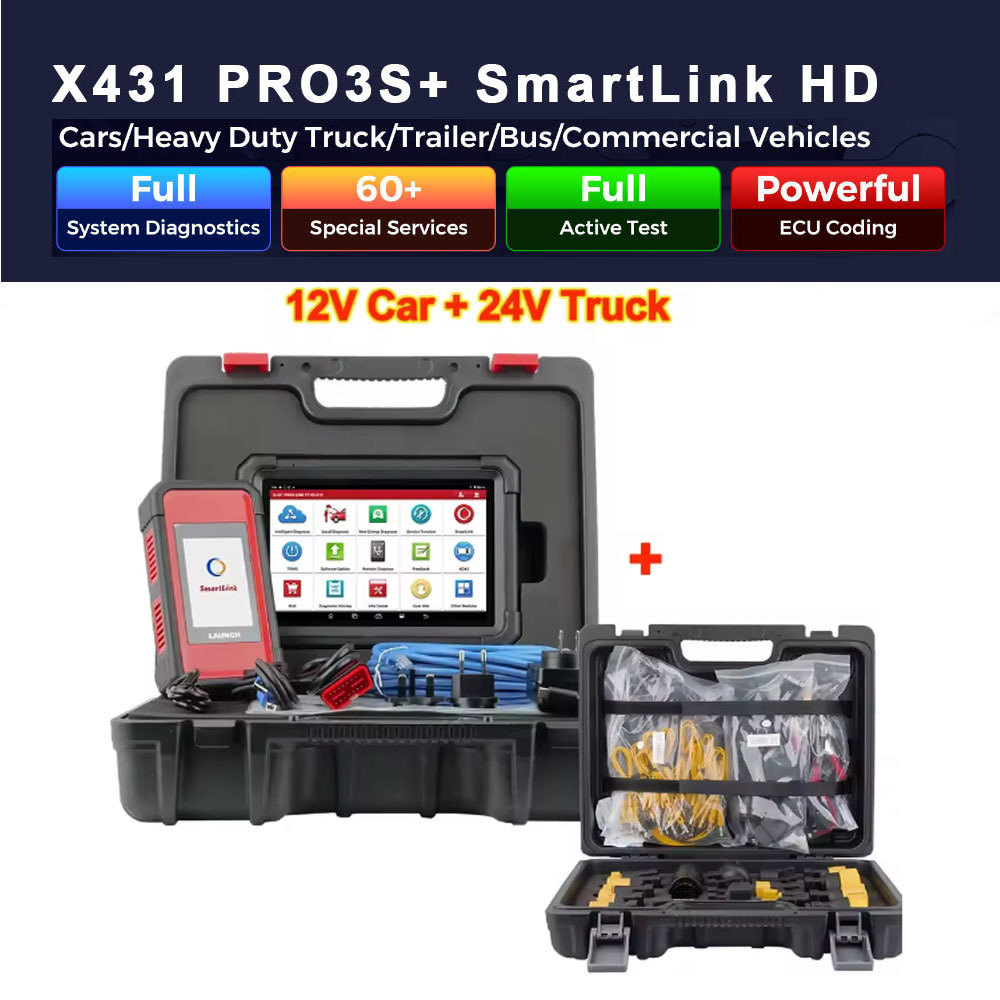 LAUNCH X431 PRO3S+ SmartLink HD 12V Car 24V Truck Full System Diagnostic Tools 10.1' INCH Auto OBD OBD2 Scanner