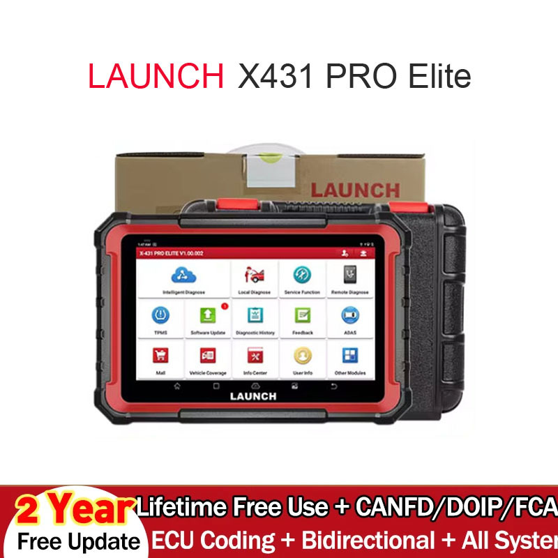 LAUNCH X431 PRO ELITE 8' inch Car Diagnostic Tools Auto OBD OBD2 Scanner CAN FD/DOIP ECU Coding Active Test PK CRP919E BT