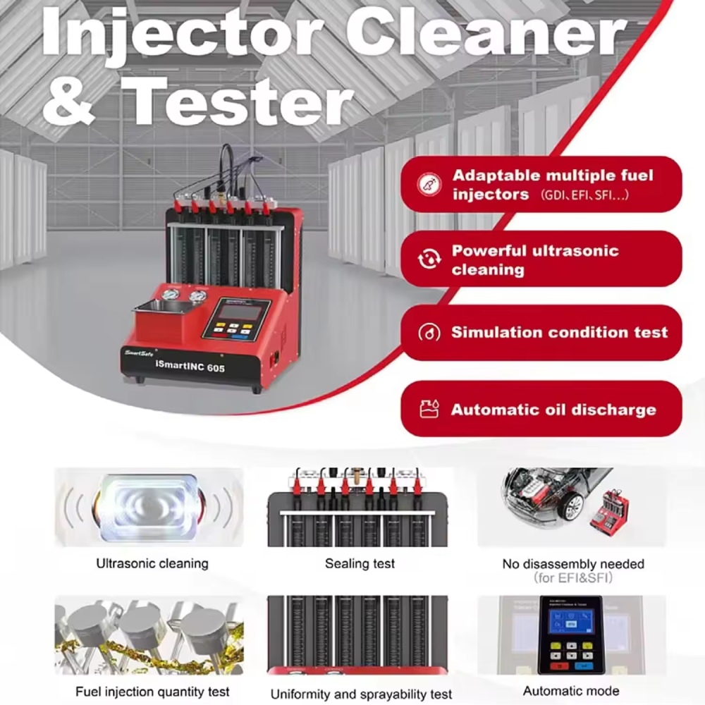 Launch Smartsafe iSmartINC 605 CNC605A CNC-605A Ultra Sound Injector Cleaner And Tester For GDI EFI SFI Injector Nozzles